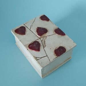 Decoline New York Vintage Box W Lid Jewelry Box Hearths Hand Made Painted